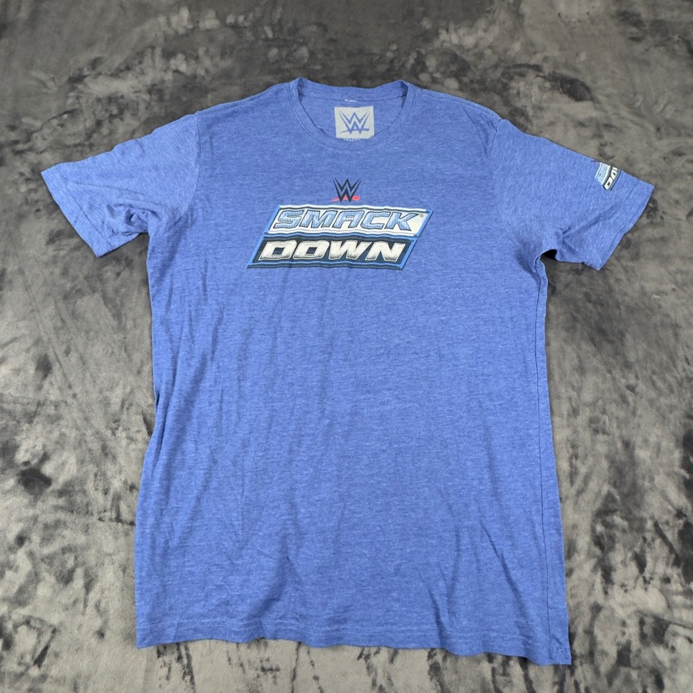 WWE Smackdown T-Shirt Mens 2XL Blue Graphic Short Sleeve Cotton Blend 4330